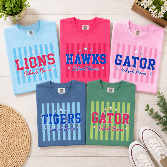 Personalized School Spirit T-Shirt – Custom Team Mascot Tee, Customize School Name, Back to School Outfit