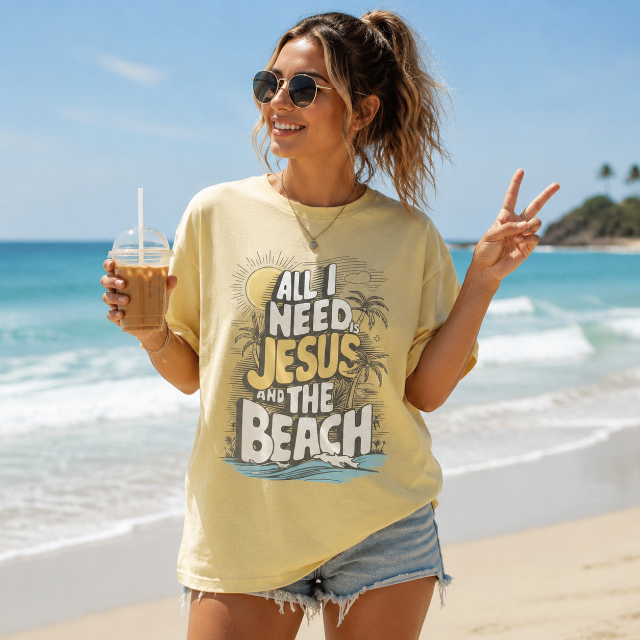 The Retro "Jesus & The Beach" Graphic TShirt