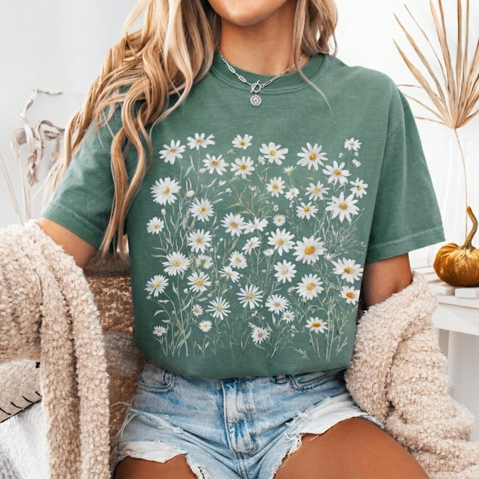 The Vintage Wildflower Daisy Field Graphic Tee