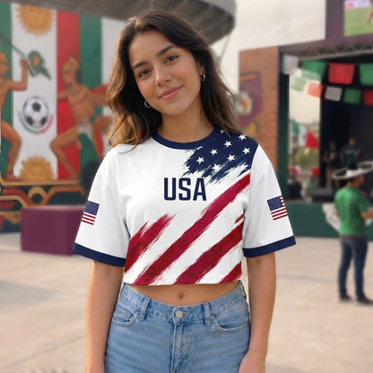 Custom Women's USA 2026 Jersey Crop Tee - Personalized Birthday Gifts For Soccer Lovers, Sports Fans, Sports Lovers - Wear Your American Pride