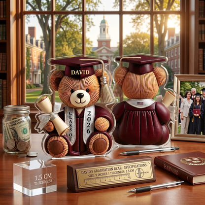 Graduation Wishes Teddy Bear - Personalized Custom Shape Acrylic Blocks - Gift For Graduates