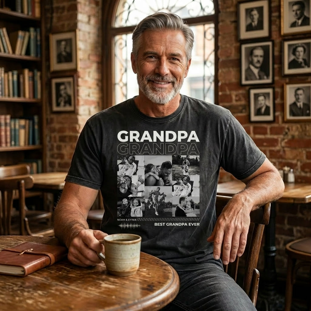 Personalized Daddy Photo Shirt, Custom Picture Collage Tee with Kids Names, Best Daddy Ever Family T Shirt, Father's Day Apparel for Dad