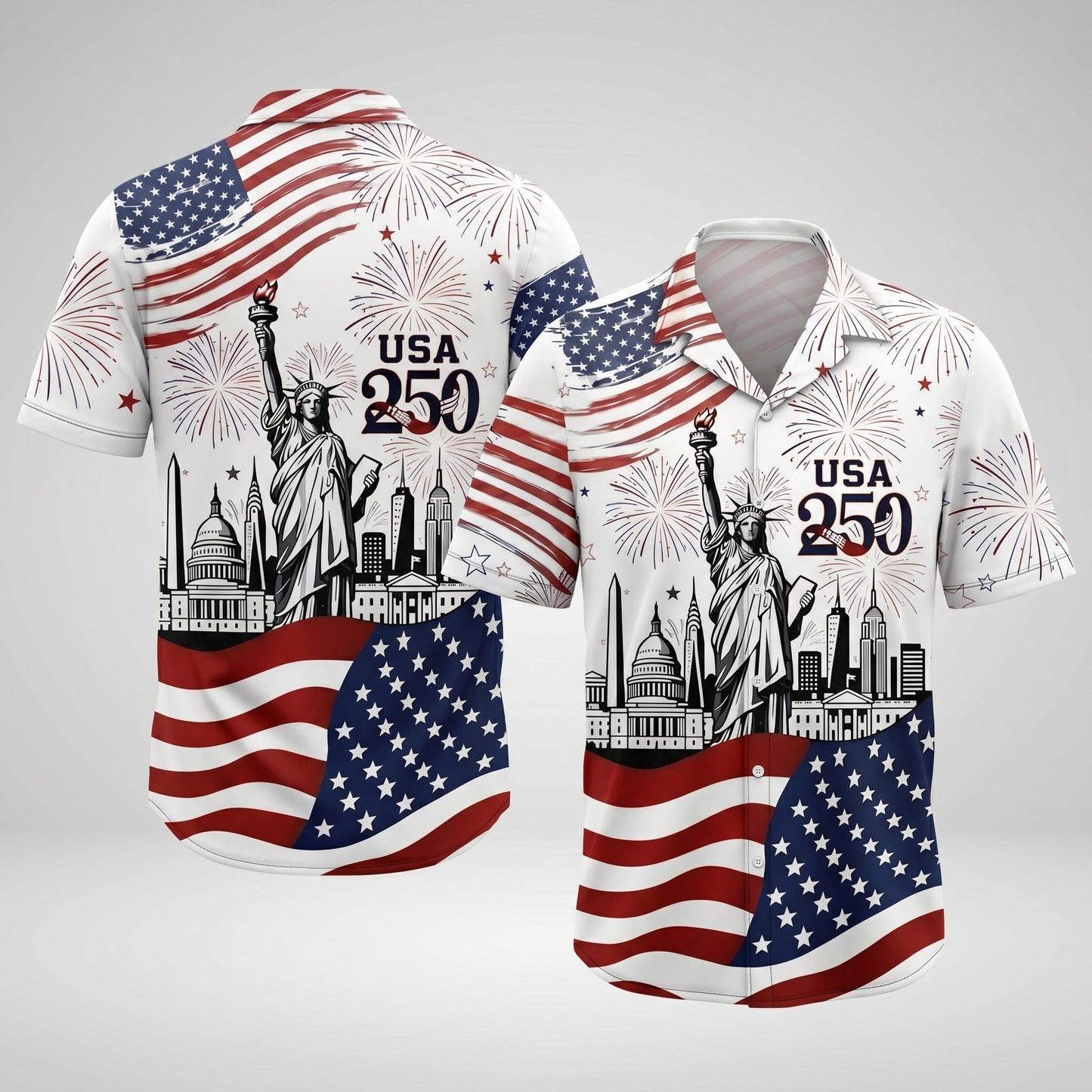 The America 250th Anniversary "Land of Liberty" White Hawaiian Shirt
