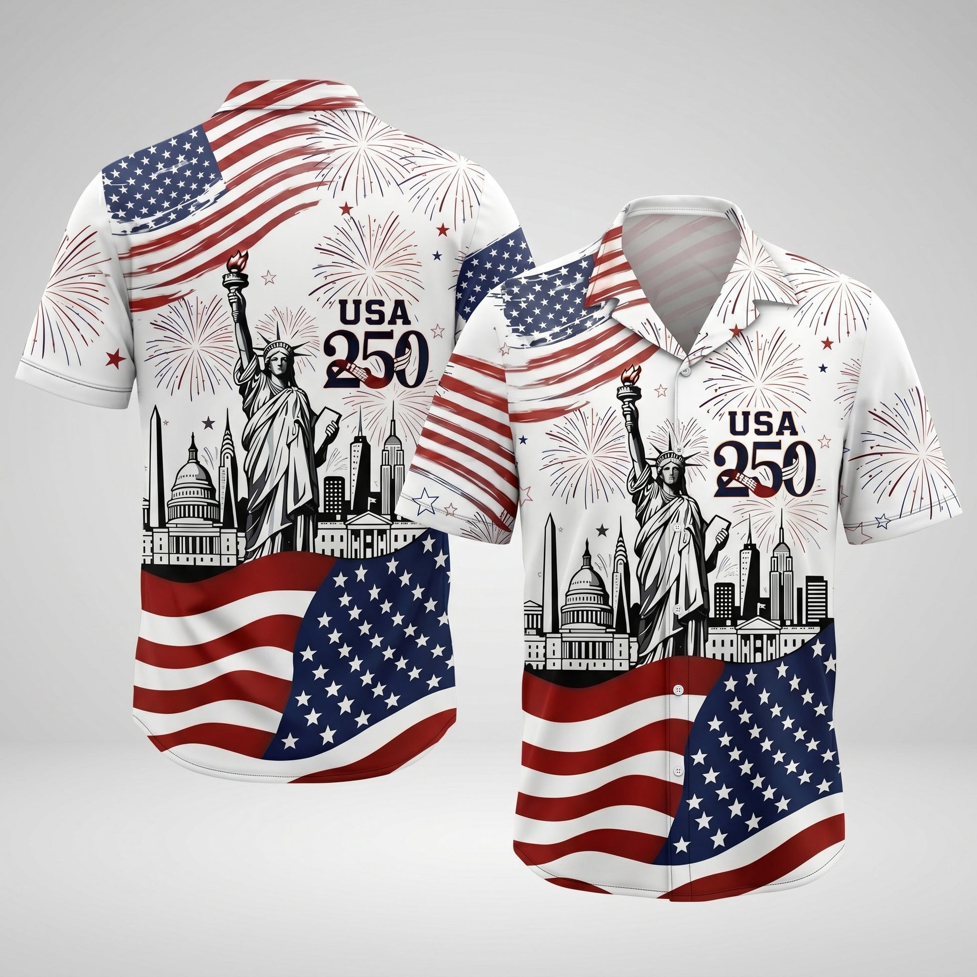 The America 250th Anniversary "Land of Liberty" White Hawaiian Shirt