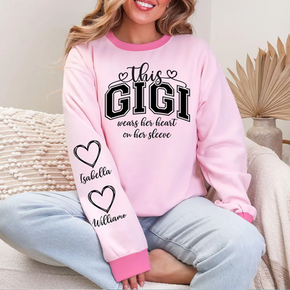 This Gigi Were Her Heart On Her Sleeve, Personalized Grandma and Grandkids Name