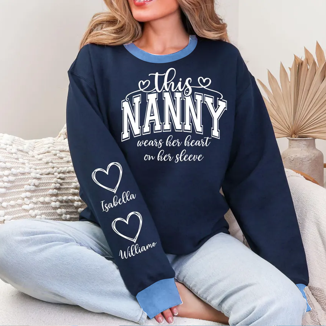This Gigi Were Her Heart On Her Sleeve, Personalized Grandma and Grandkids Name
