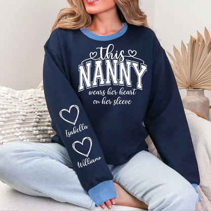 This Gigi Were Her Heart On Her Sleeve, Personalized Grandma and Grandkids Name