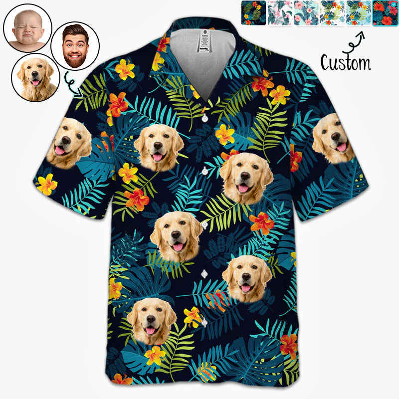 Custom Hawaiian Shirt With Face Baby, Custom Photo Tropical Vibes Only - Family Personalized Face Custom Unisex Hawaiian Shirt