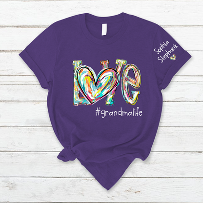 Love Grandma Life Fall Autumn Color Clipart Custom T-Shirt