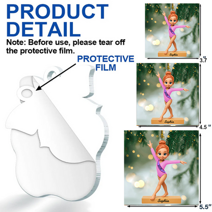 Personalized Gymnast Girl Christmas Ornament 2025, Custom 3D Acrylic Decoration, Unique Holiday Gift For Daughter & Granddaughter Ornament