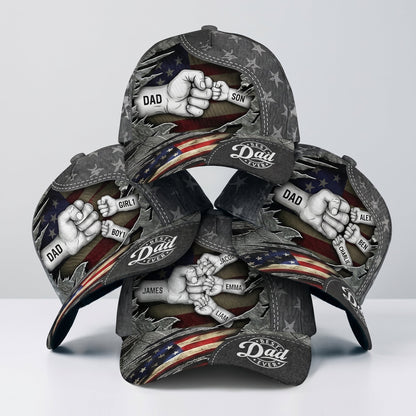 The Patriotic "Best Dad Ever" Custom Fist Bump Leather-Stitch Cap