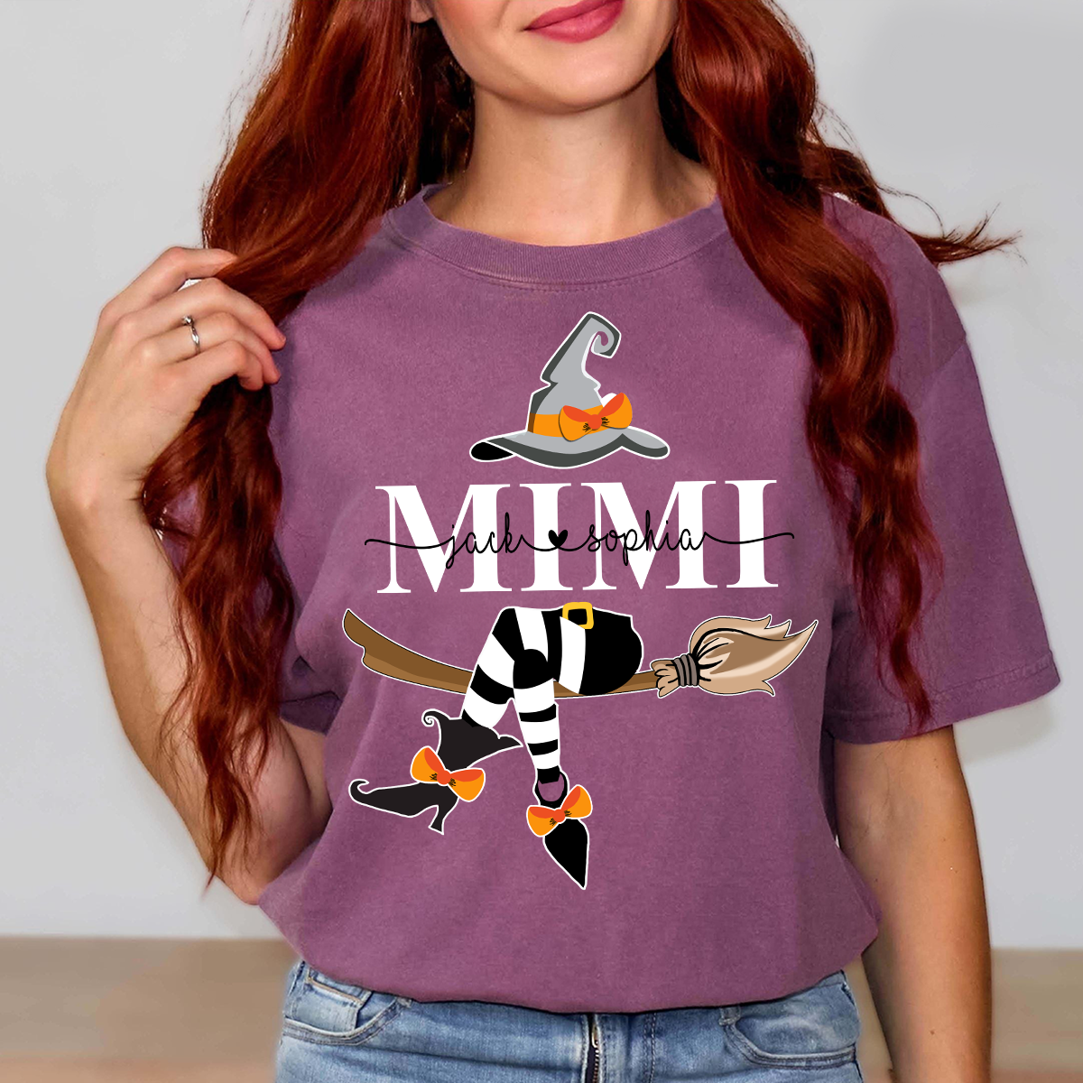 Comfort Colors® Custom Mimi Witch And Grandkids Halloween T-Shirt