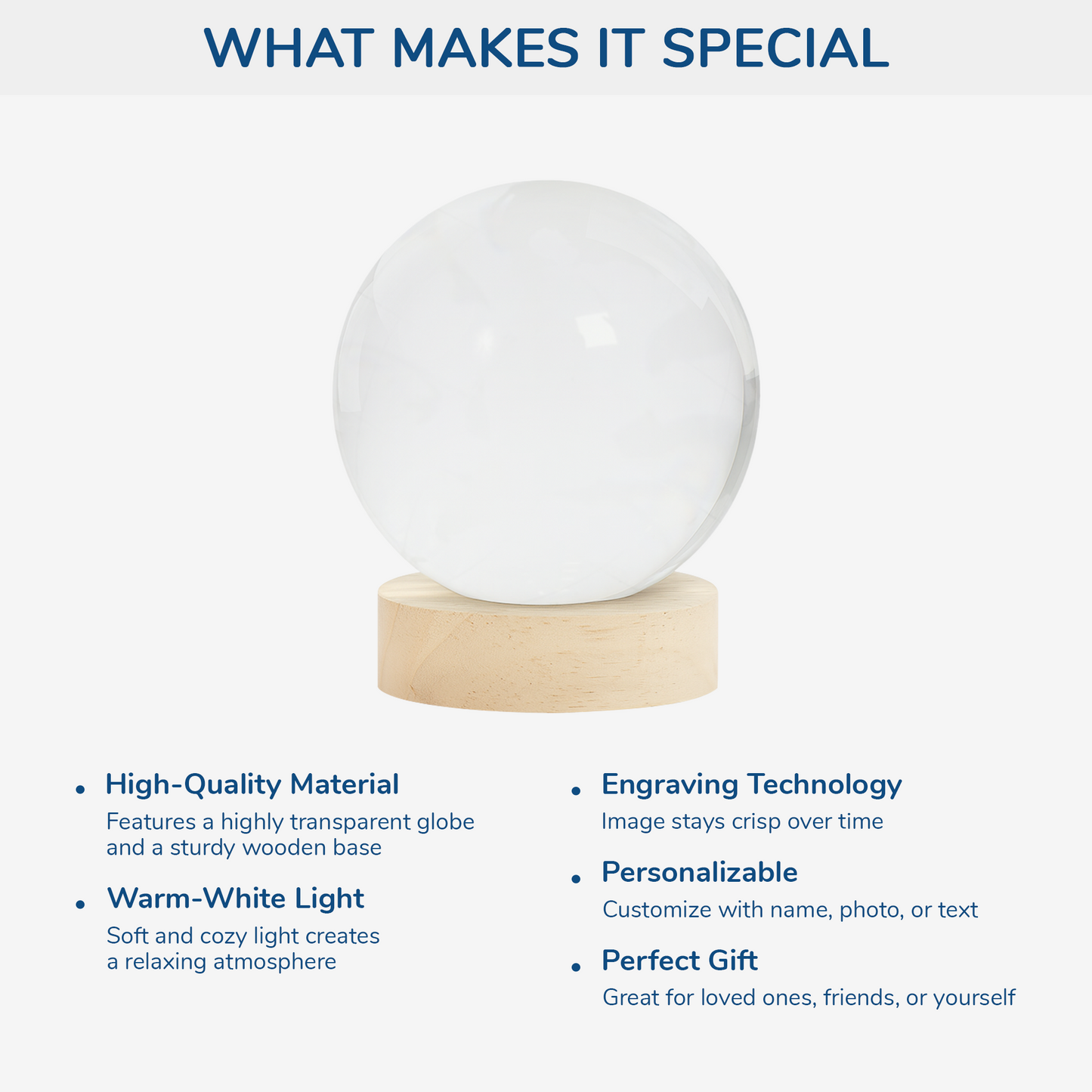 Personalized Globe Lamp for Couples – Together Forever Photo Light, From Our First Kiss Till Our Last Breath, Unique Romantic Gift Crystal Night Ball