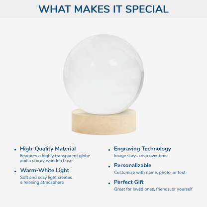 Personalized Globe Lamp for Couples – Together Forever Photo Light, From Our First Kiss Till Our Last Breath, Unique Romantic Gift Crystal Night Ball