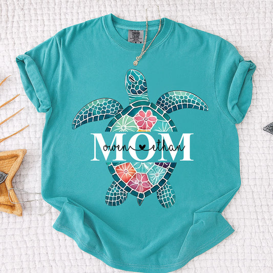 Comfort Colors® Personalized Mimi Sea Turtle Shirt, Custom Grandkids Names Beach Shirt, Coastal Summer Vacation Shirt for Grandma, Ocean Lover Gift for Mimi Nana Gigi