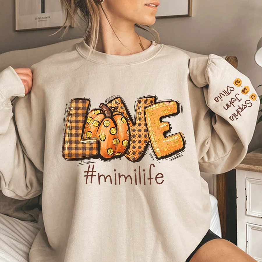 Love Mimi Life Autumn Pumpkins And Grandkids Sweatshirt