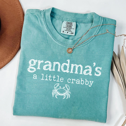 Comfort Colors® Grandma's A Little Crabby Shirt, Funny Grandma Beach Shirt, Coastal Summer Shirt for Women, Crab Lover Gift for Grandma, Vacation Shirt