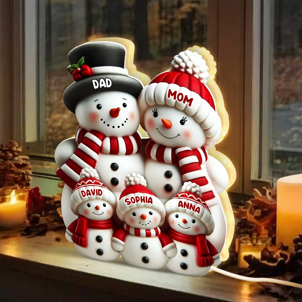 3D Effect Cute Snowman Personalized Light Box – Unique Christmas Decor & Holiday Gift for Family, Grandma & Grandpa Light Box
