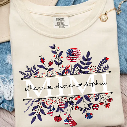Comfort Colors® Mimi Wildflower Flag American And Grandkids Shirt Gift for Grandma
