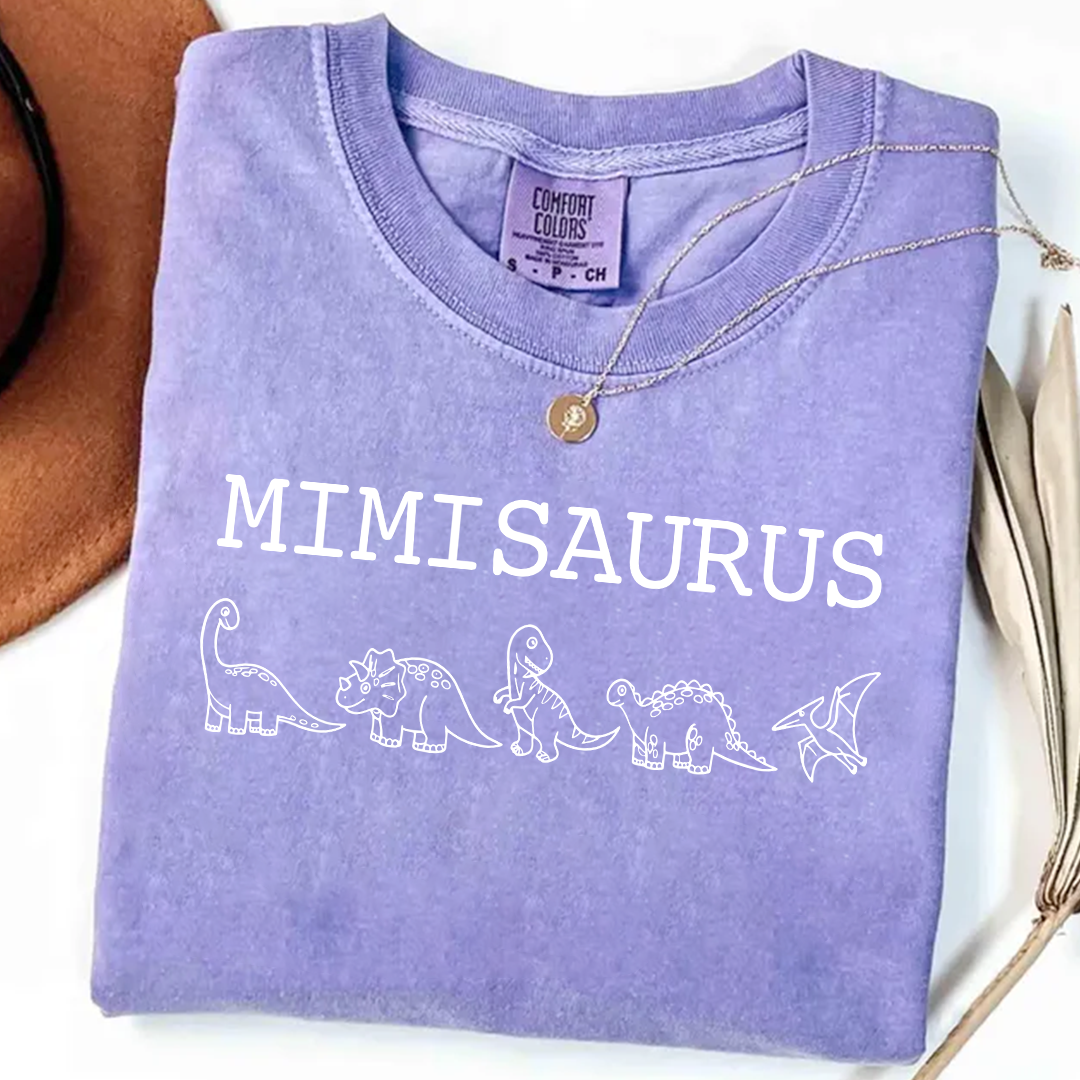 Personalized Mimisaurus Dinosaur Shirt, Custom Grandma Nickname Shirt, Cute Dinosaur Line Art Design, Birthday Gift for Mimi Nana Gigi, Mothers Day Family Shirt