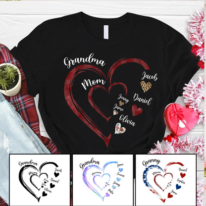 Personalized Mom Grandma Heart With Kids Name Sweatshirt, Custom Grandma Sweatshirt, Personalized Mother's Day Shirt