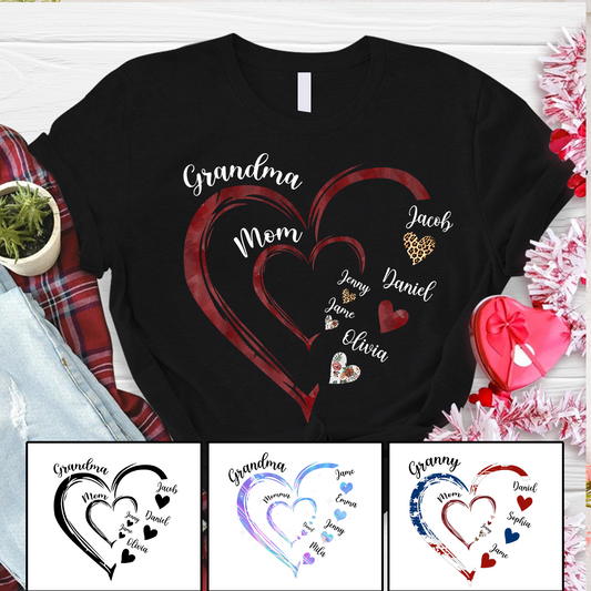 Personalized Mom Grandma Heart With Kids Name Sweatshirt, Custom Grandma Sweatshirt, Personalized Mother's Day Shirt