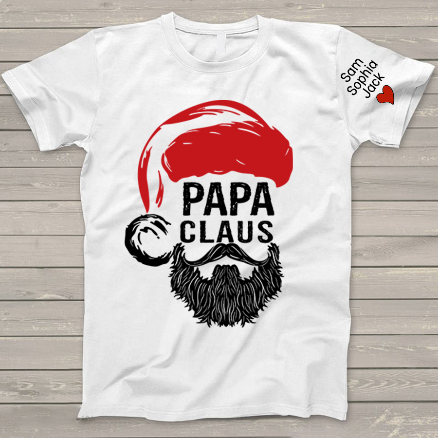 Christmas Papa Claus 2023 Gift Custom Name Kids T-Shirt