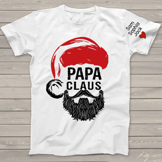 Christmas Papa Claus 2023 Gift Custom Name Kids T-Shirt