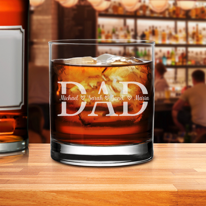 Dad And Kids - Daddy And Kids Whiskey Glass