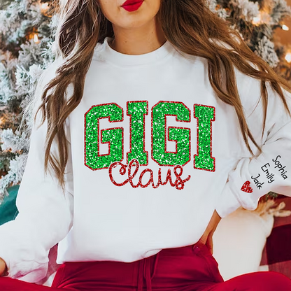 Glitter Red Gigi Claus Christmas With Grandkids Sweatshirt