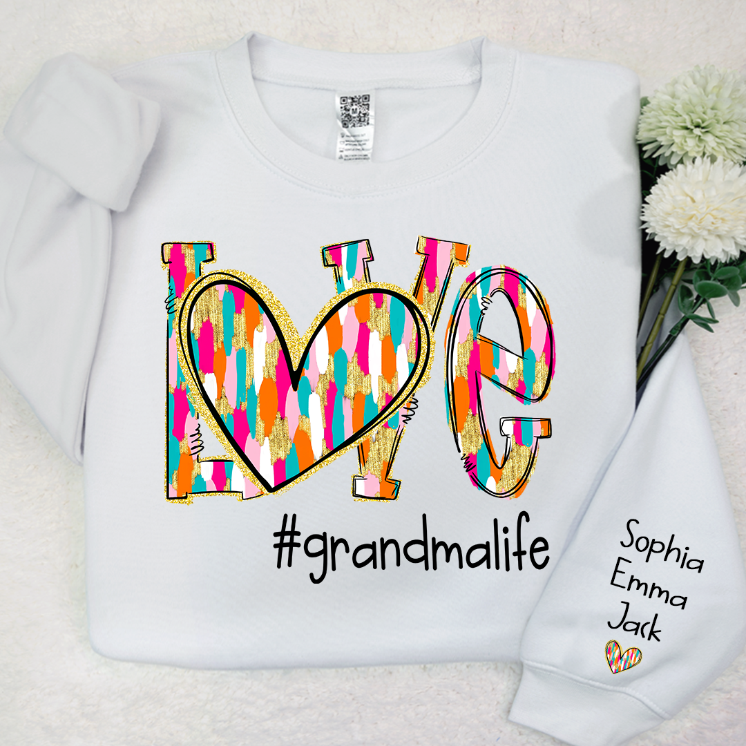 Personalized Love grandmalife Colorful And Grandkids Chritsmas Sweatshirt
