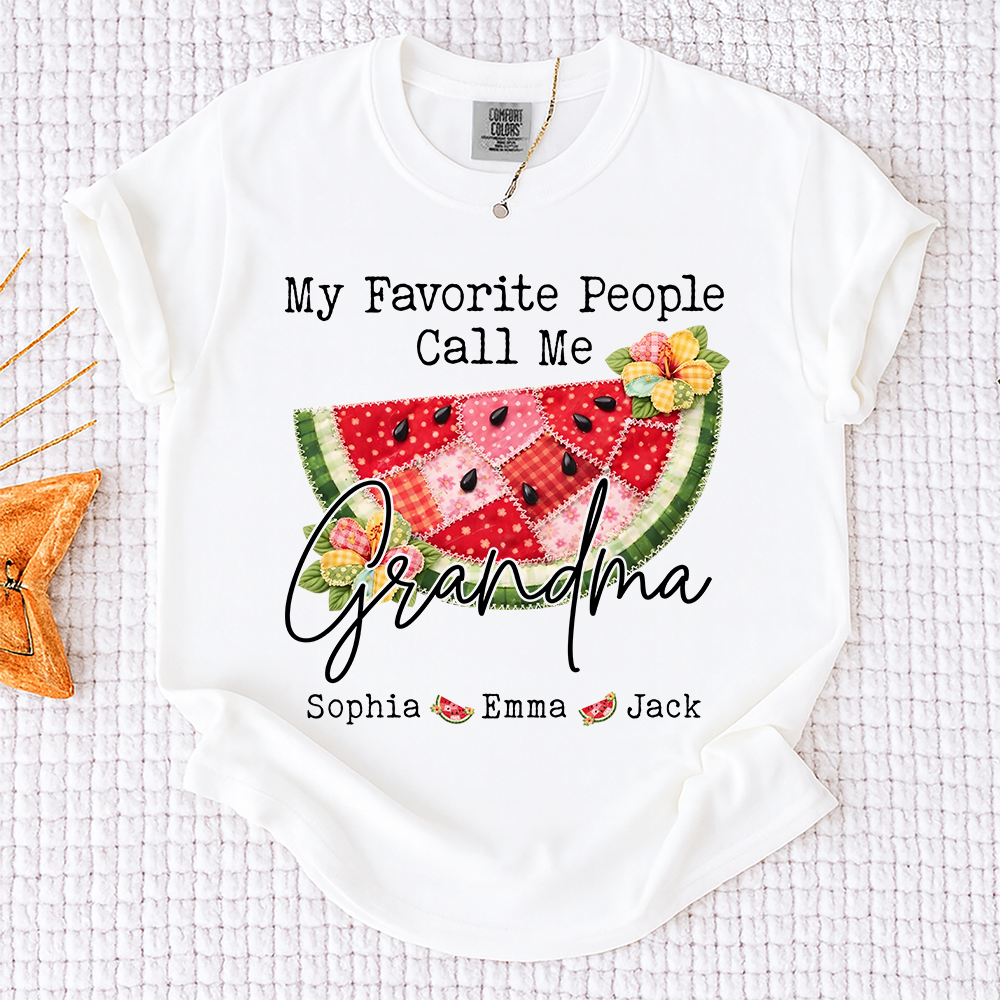 Comfort Colors® Custom Grandma Watermelon Shirt, Personalized Grandkids Names Shirt, Cute Summer Family Gift for Grandma Nana Mimi Gigi