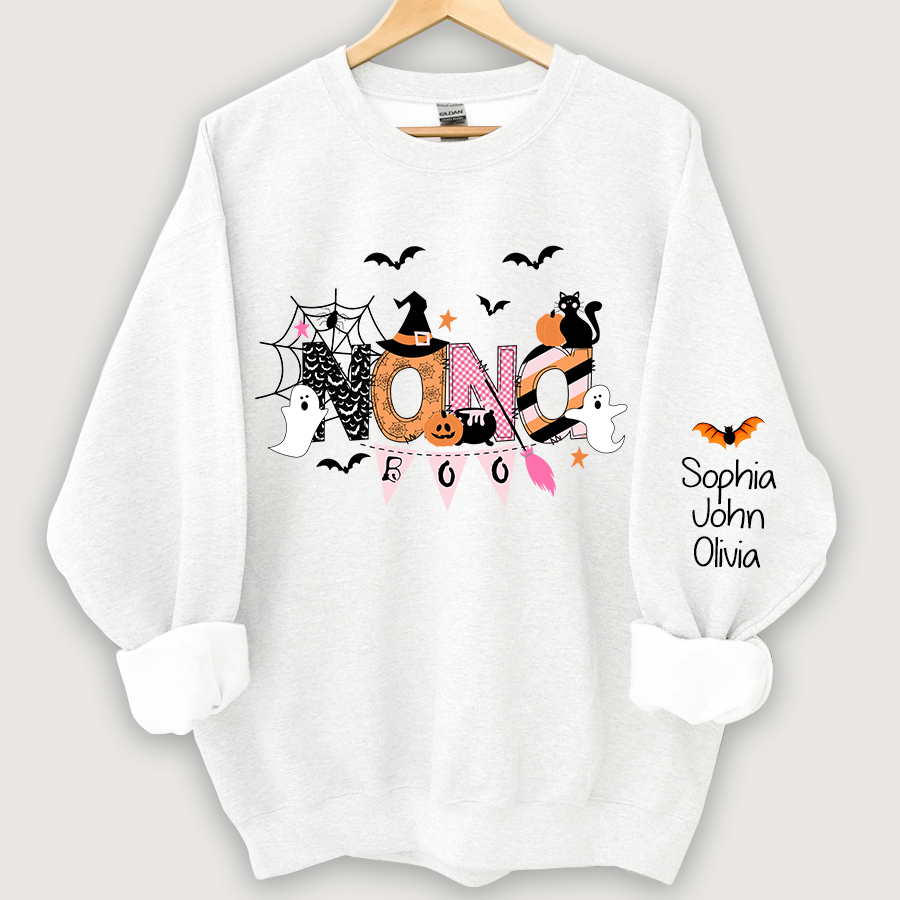 Personalized Nana Halloween Doodle Alphabet Witch Ghost Pumpkin Bat Sweatshirt