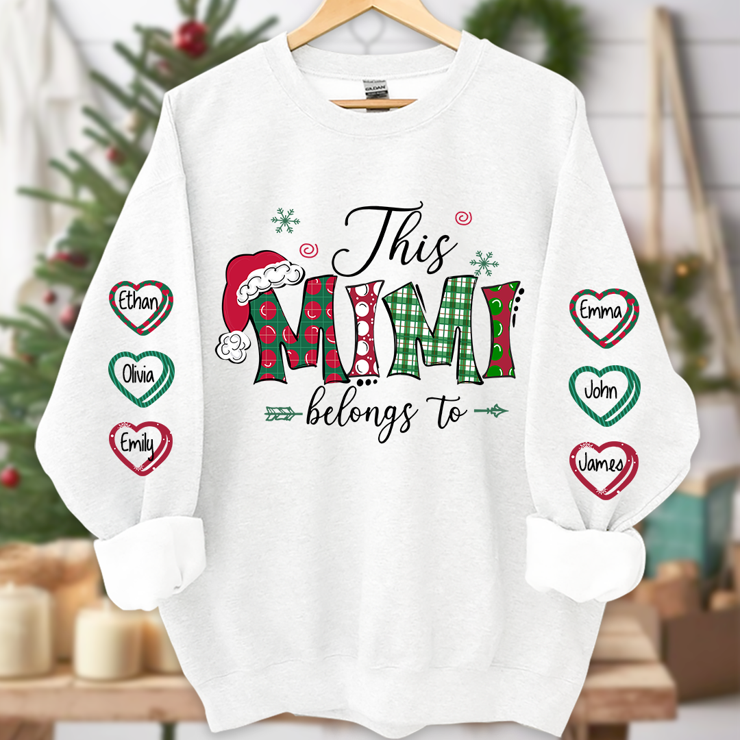 This Mimi belongs to merry christmas And Grandkids Name Sweatshirt