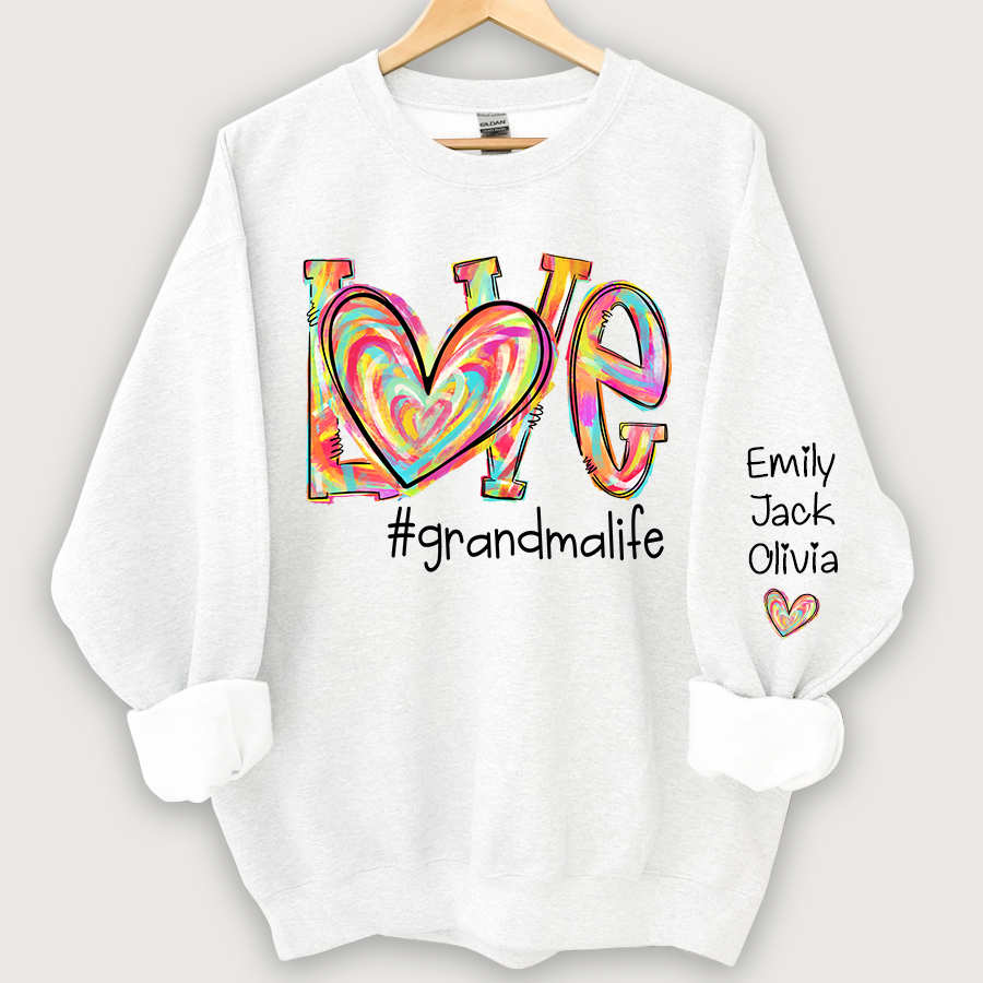 Love Grandma Life Fall Autumn Color Clipart And Grandkids Sweatshirt