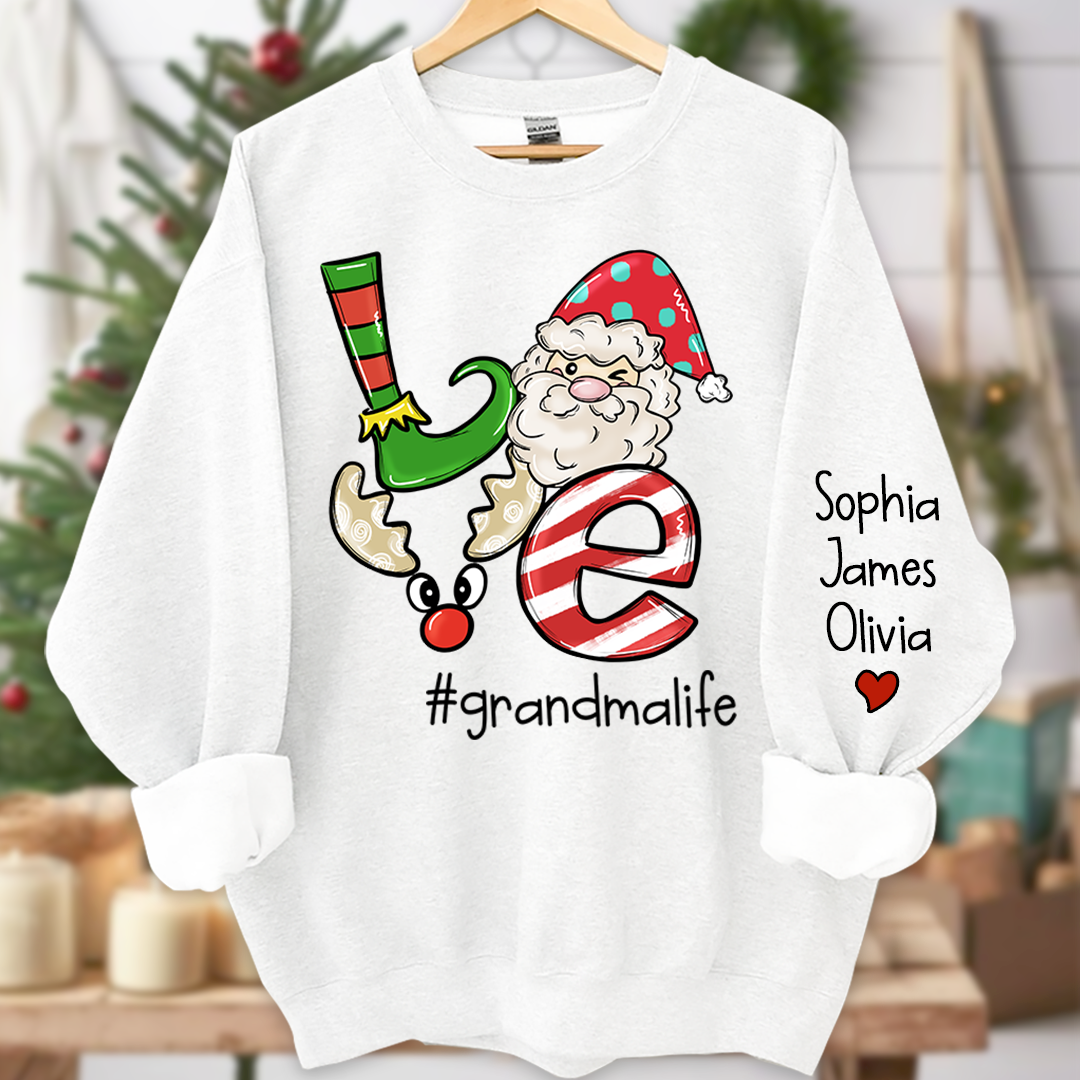 Personalized Love grandmalife Merry Christmas and Grandkids Sweatshirt