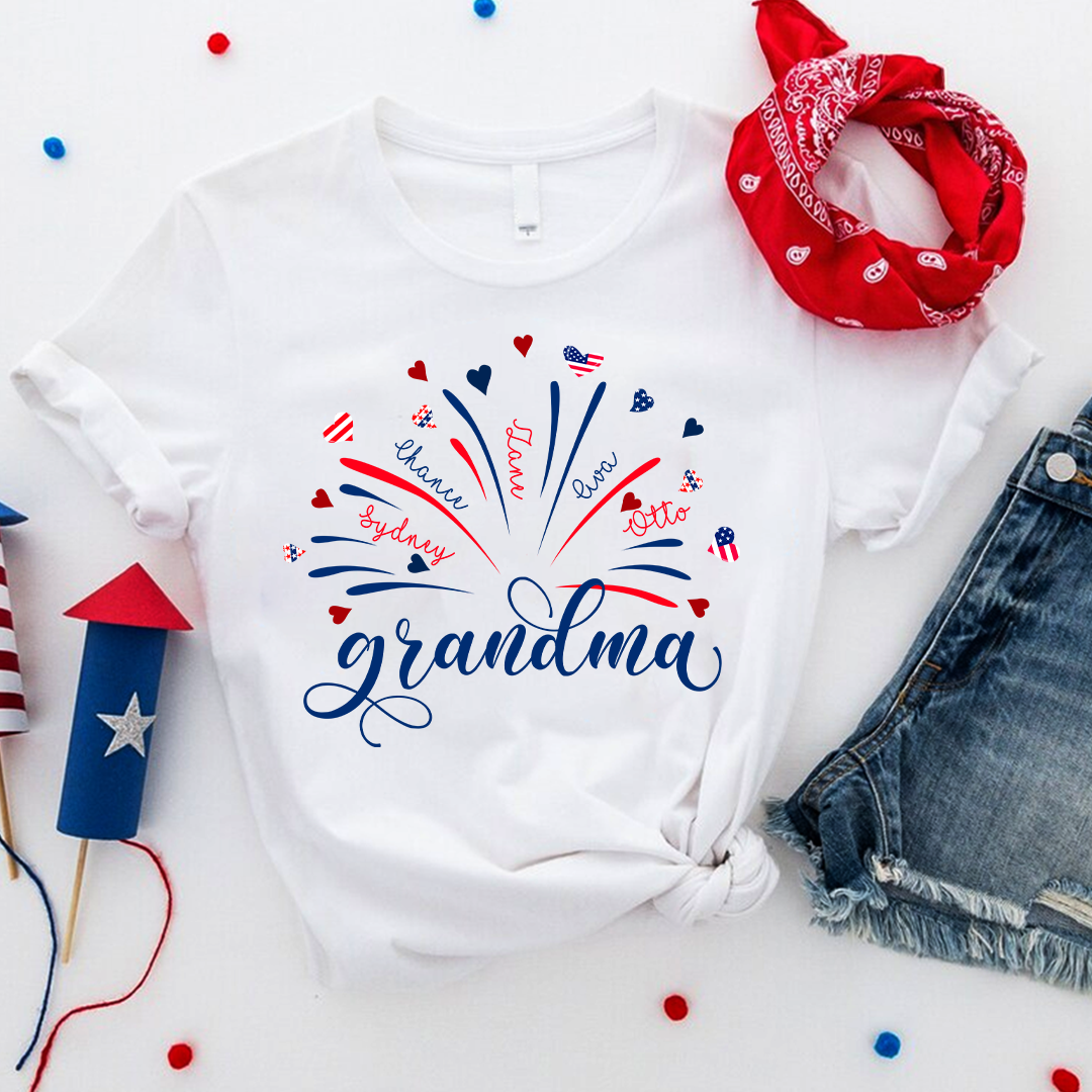 Firework America Flag Grandma And Kids