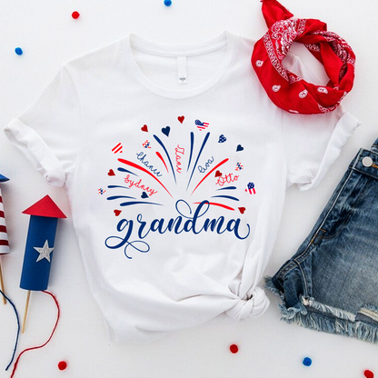 Firework America Flag Grandma And Kids