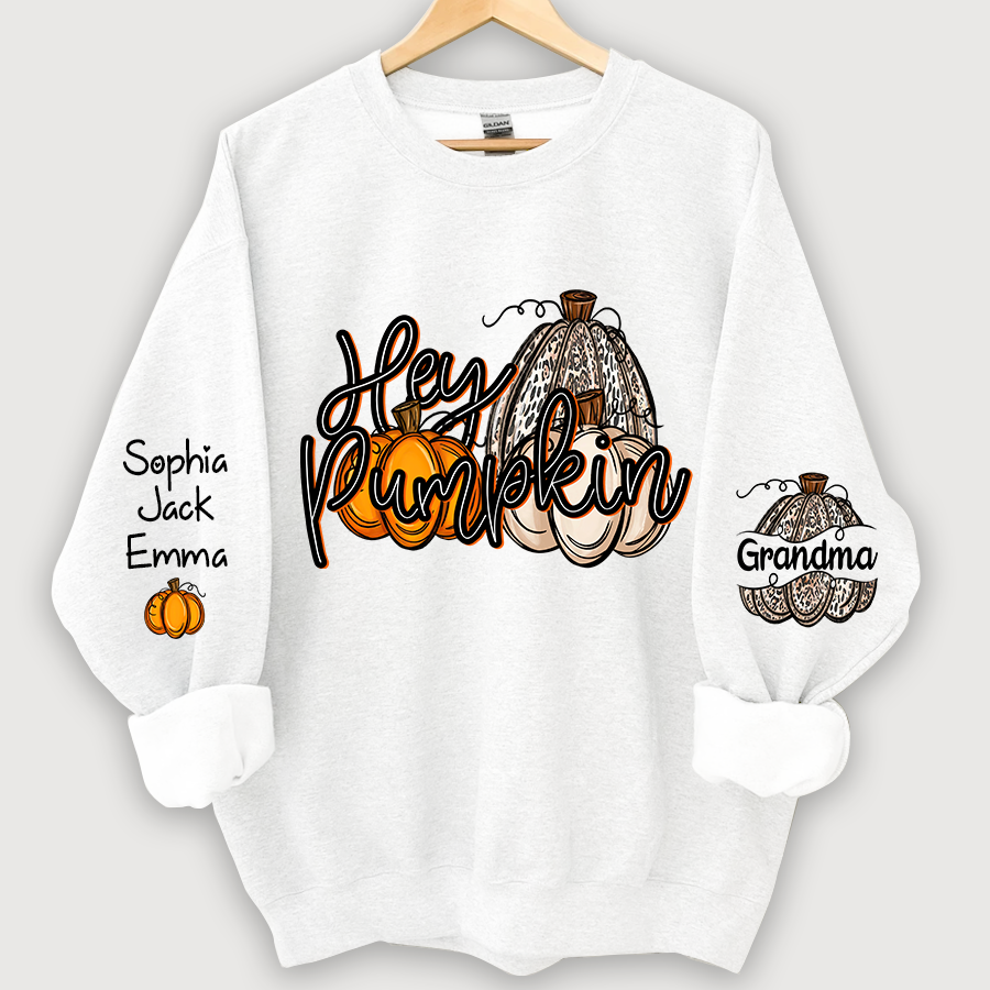 Personalized Hey Pumpkin Grandma And Kids autumn Sweatshirt