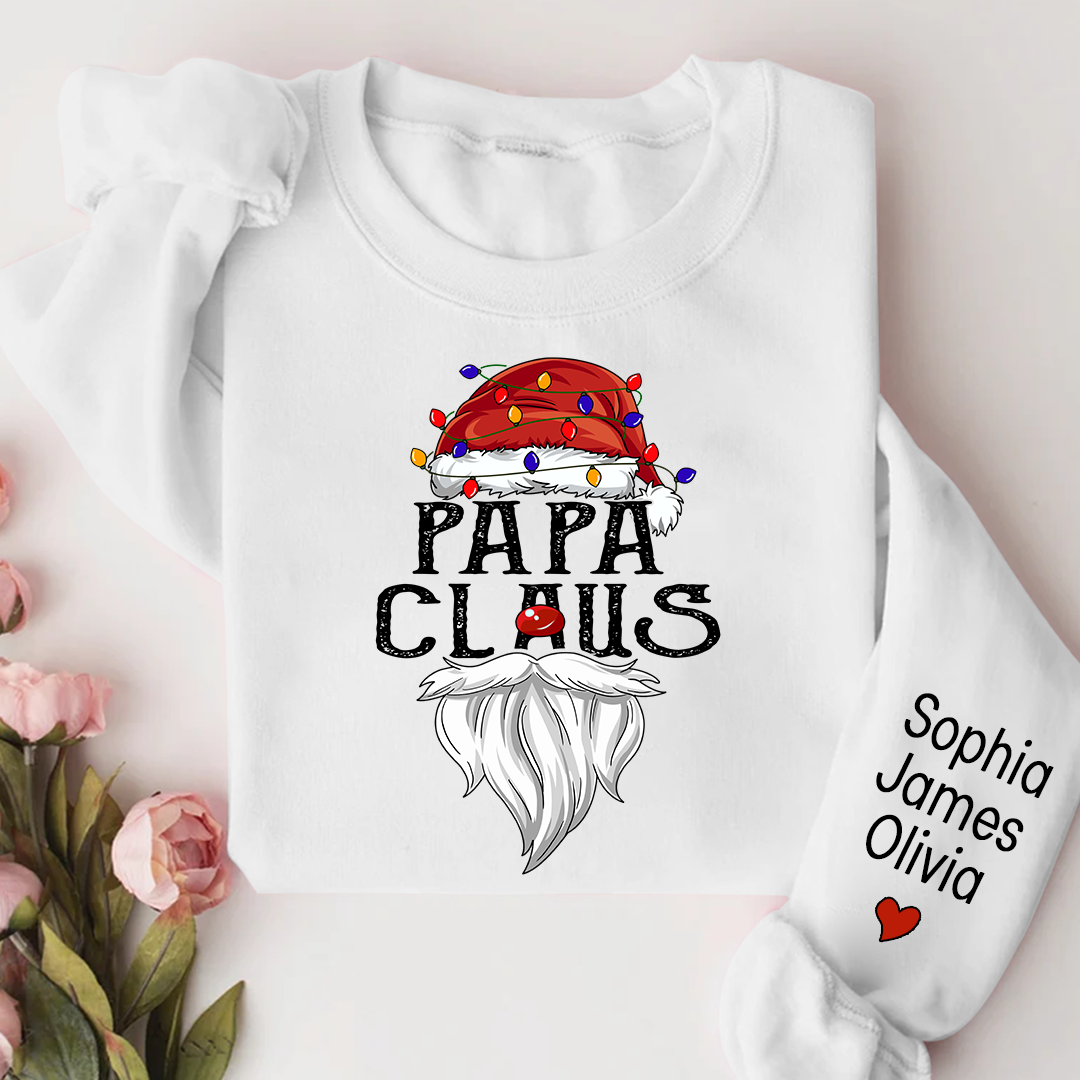 Personalize Merry Christmas Papa Claus, Dad Claus 2023 Gift Custom Name Kids Sweatshirt