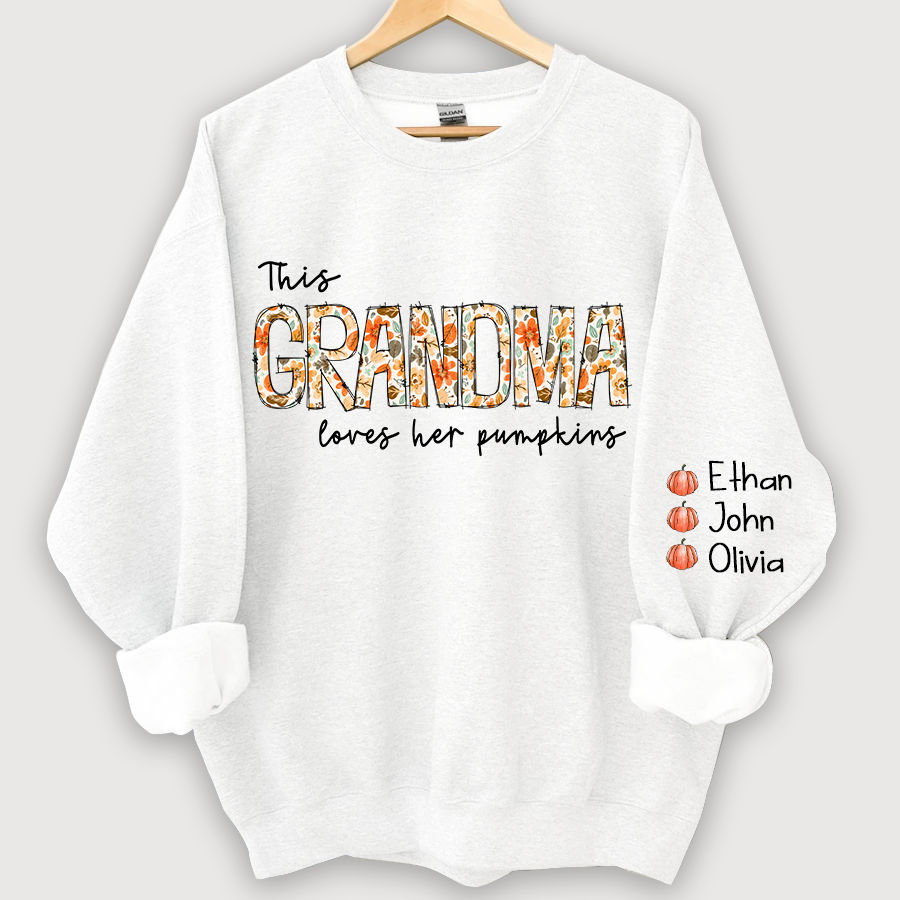 This Grandma Loves her pumpkins Autumn And Grandkids CL01 Sweatshirt