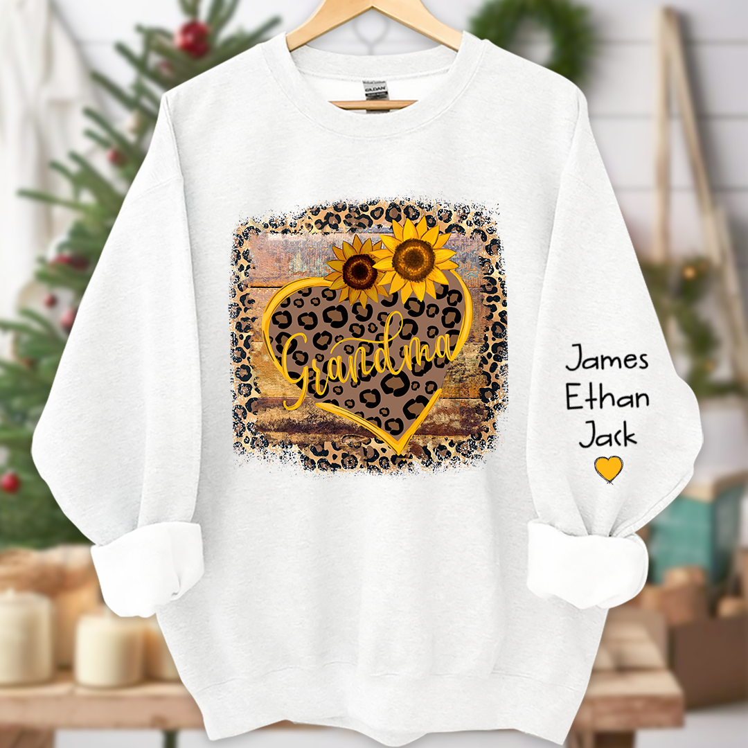 Personalized Mimi Heart Sunflower Sweatshirt Custom Grandma and Grandkids Sweatshirt
