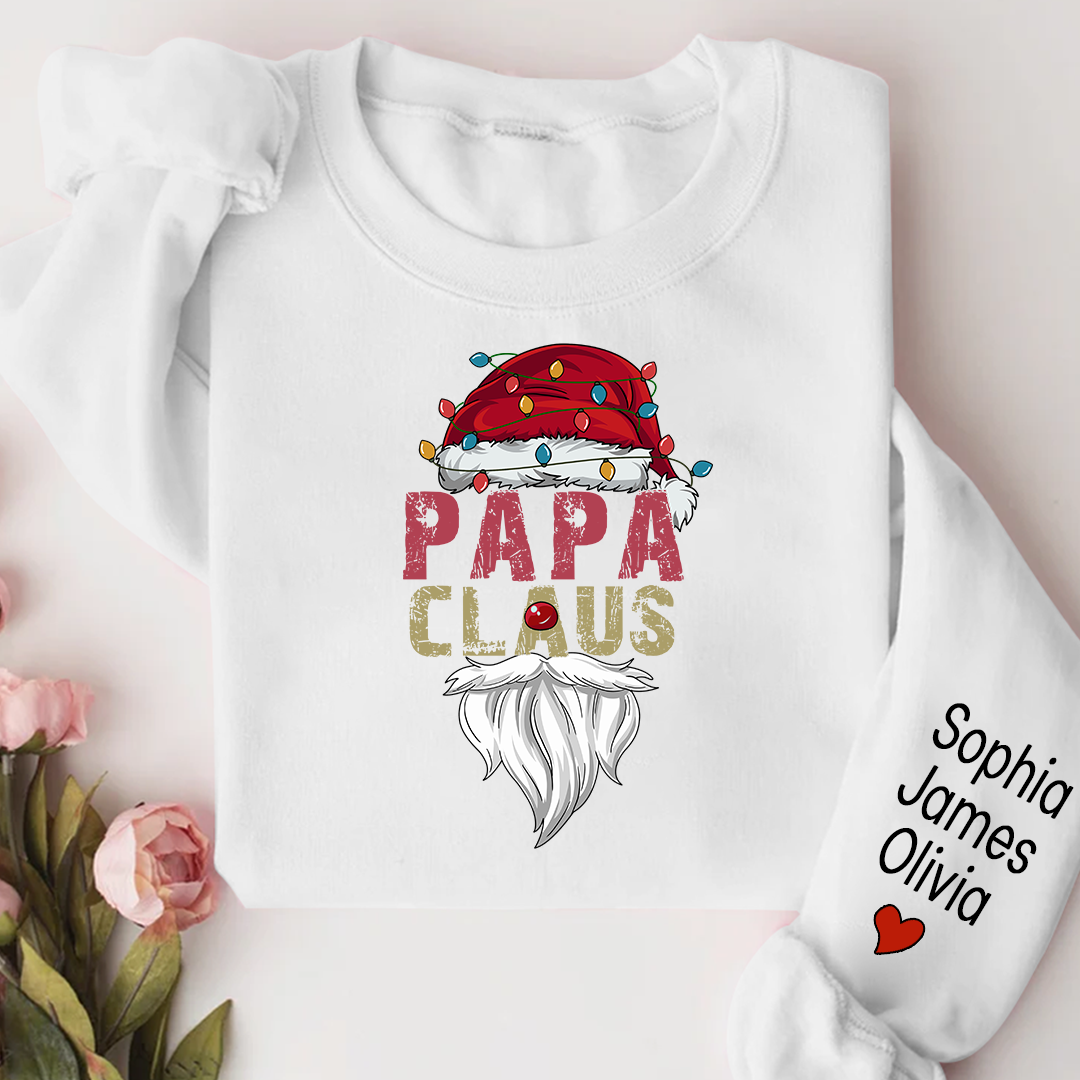 Merry Christmas Papa Claus, Dad Claus 2023 And Custom Name Kids Sweatshirt