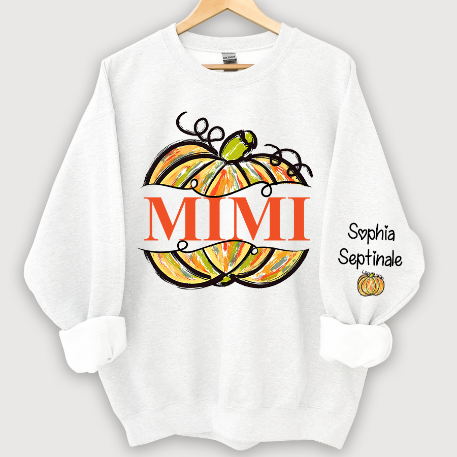 Personalized Pumpkin Color Painted Mimi And Grandkids CL01 Sweatshirt