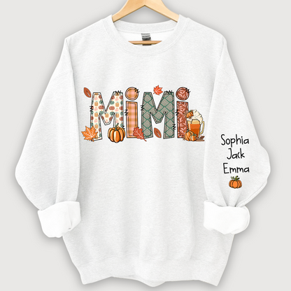 Mimi, Grandma, Nana Fall Doodle And Grandkids Autumn Sweatshirt