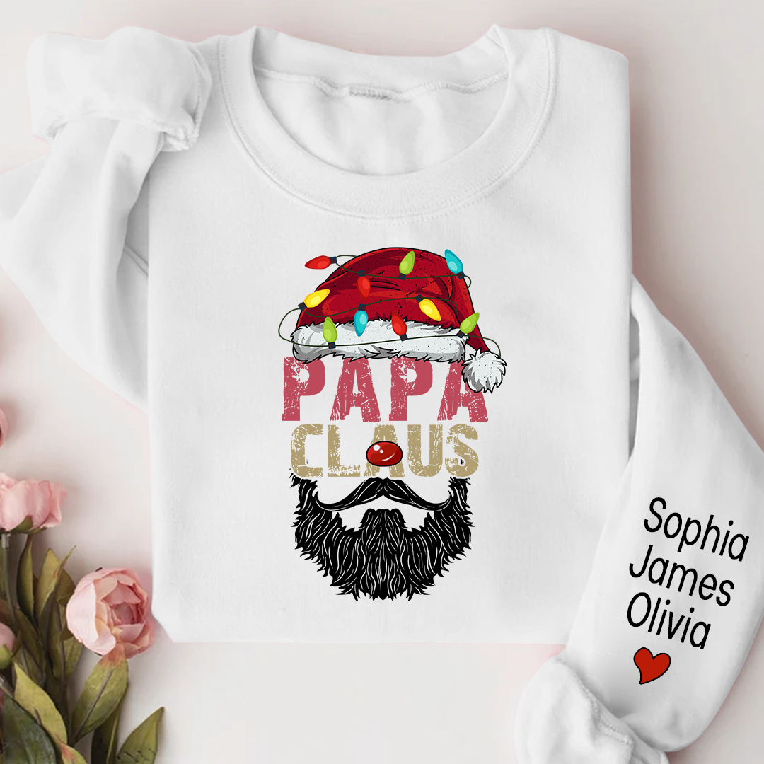 Papa Claus Christmas 2023 Gift Custom Name Kids Sweatshirt