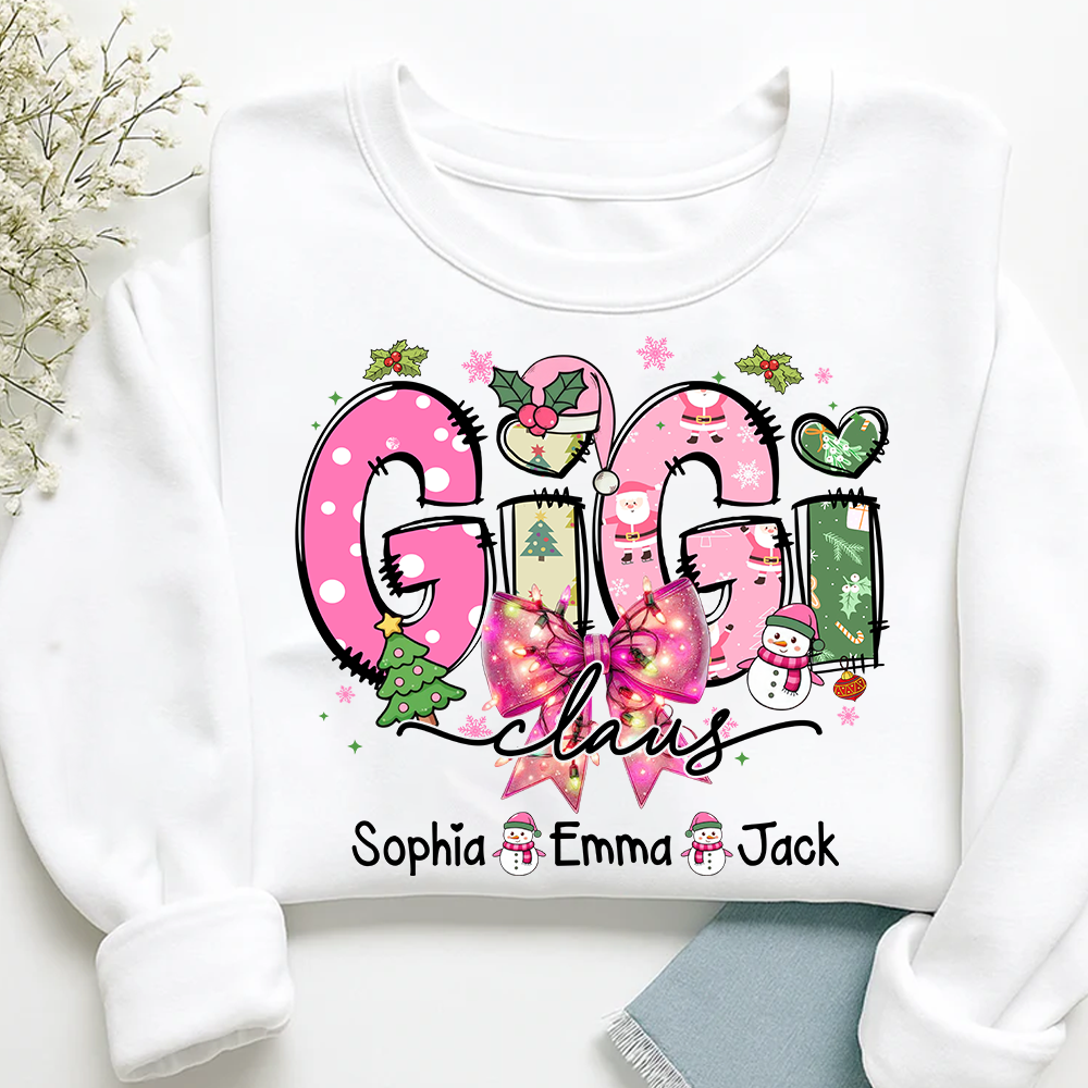 Gigi claus tree santa And Grandkids Christmas Sweatshirt
