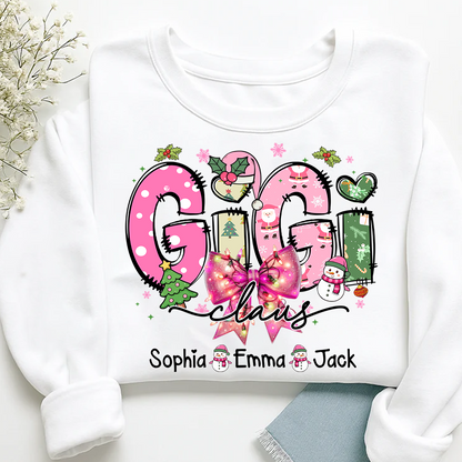 Gigi claus tree santa And Grandkids Christmas Sweatshirt