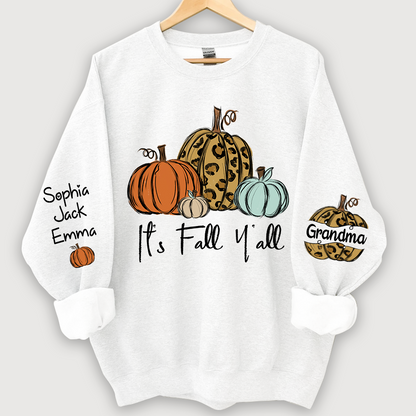 Personalized Its Fall Yall Grandma And Grandkids Pumpkin autumn CL01 Sweatshirt