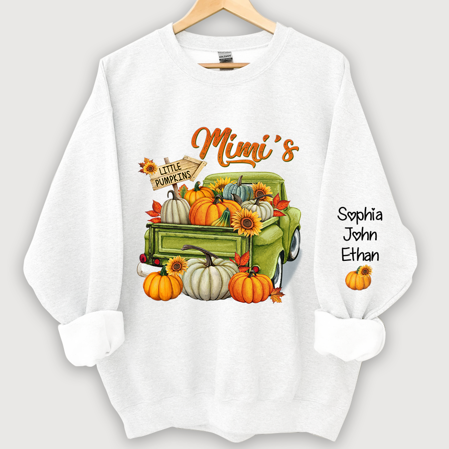 Personalized Fall Season Green Truck Mimi And Grandkids Autumn Sweatshirt